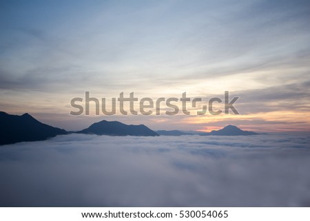 Mist in the morning at Phu Thok, Chiang Khan district, Loei province, Unseen Thailand
