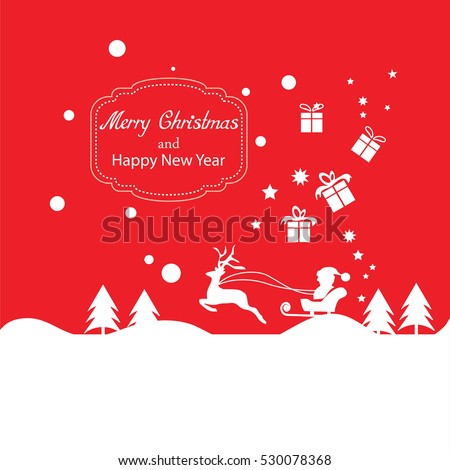Santa with reindeer and sled.christmas concept.vector illustration.