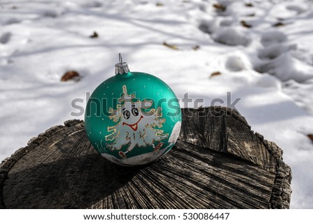 Colorful glass Christmas toys. Decorating for Christmas trees. Photo closeup, outdoors.                               