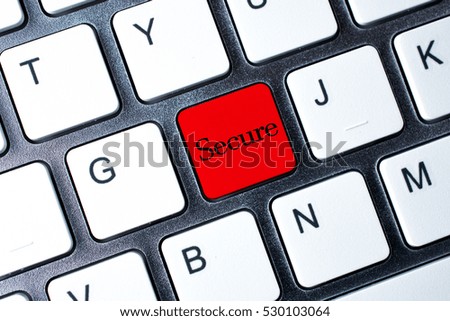 Secure button on white computer keyboard