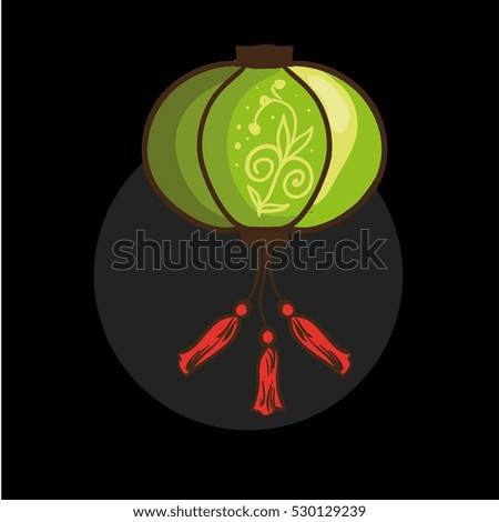 Chinese lantern. Vector illustration. Isolated on white background