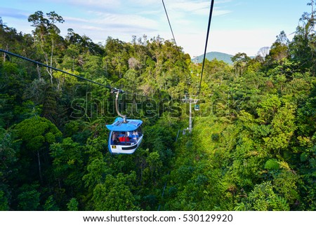 Cableway leading to Genting Highland in Kuala Lumpur, Malaysia Royalty-Free Stock Photo #530129920