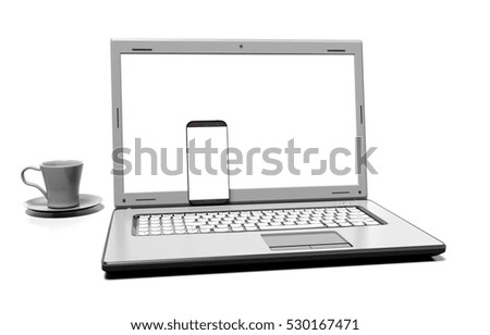 laptop isolated on white with clipping path, 3d render