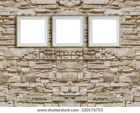 Stone wall texture background natural color, interior decoration empty room and large frame