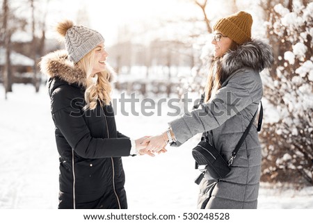 girls snow two winter