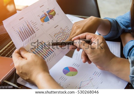 Business team working on laptop, while sitting at office. Business people. Royalty-Free Stock Photo #530268046