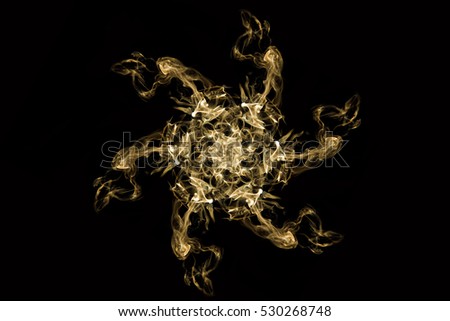 Gold smoke on black background,movement of gold smoke, Abstract gold smoke on black background