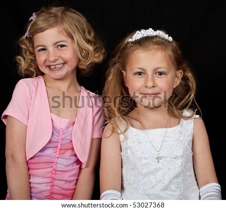 photo portrait of sisters in formal dress
