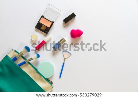 Flat lay Make-up Cosmetic Photo in White Background