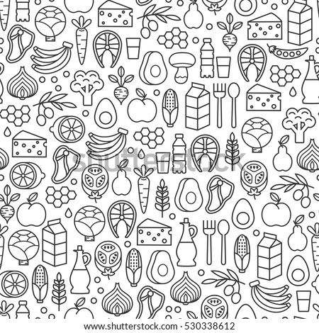 seamless pattern with healthy food icons