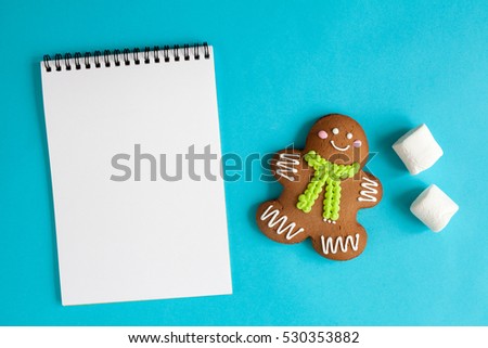Christmas background with gingerbread man