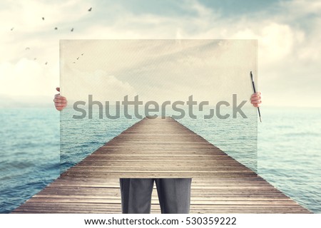 visionary creative painter shows his perfect painting Royalty-Free Stock Photo #530359222