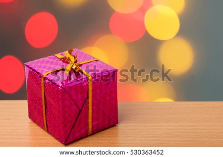 Chrismas box with bokeh background