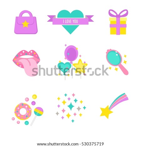 Fashion patch badges vector isolated on white background. Beauty background