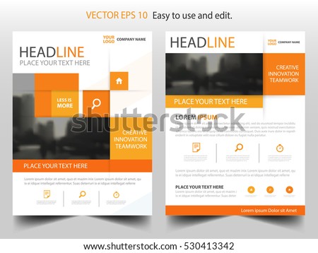 Orange square annual report Brochure design template vector. Business Flyers infographic magazine poster.Abstract layout template ,Book Cover presentation portfolio. Royalty-Free Stock Photo #530413342