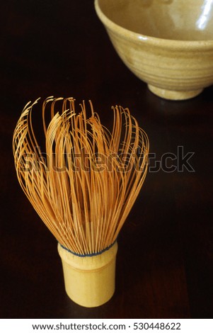 Japanese tea ceremony utensil - tea bowl and bamboo tea whisk