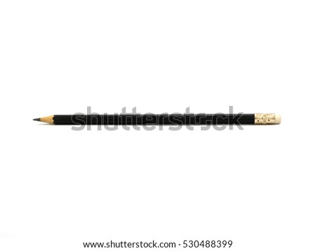 Black pencil on white background.