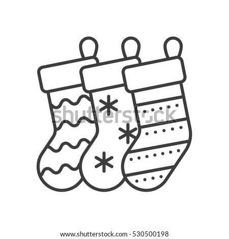 Christmas gift socks linear icon. Thin line illustration. Contour symbol. Raster isolated outline drawing