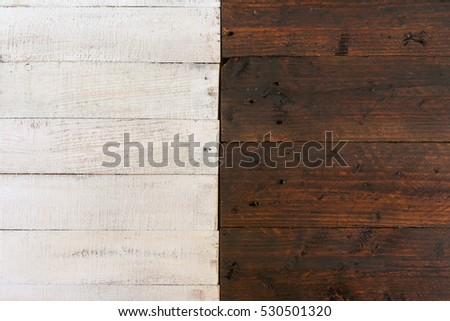 Vintage white and dark brown painted rough wood food blog props background