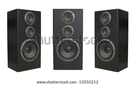 Three speaker side and front view isolated on white background Royalty-Free Stock Photo #53050252
