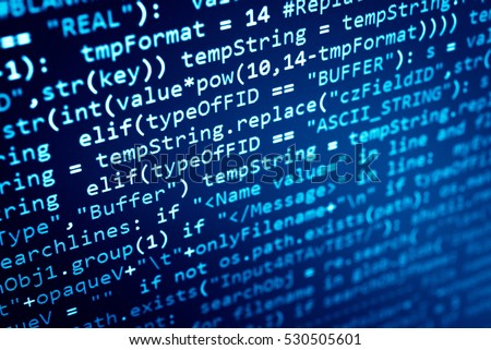 Software developer programming code. Abstract computer script code. Programming code screen of software developer. Software Programming Work Time. Code text written and created entirely by myself. Royalty-Free Stock Photo #530505601