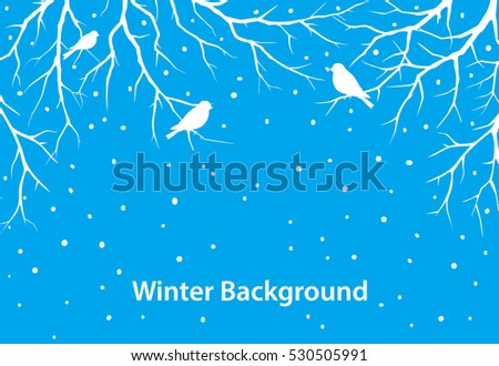 winter  background with tree branches and bullfinches birds