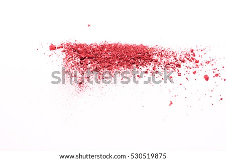 abstract red powder splatted on white background