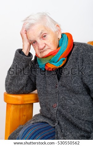 Picture of an ill elderly woman being lonely
