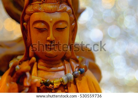 Face of Guan Yin or Guan Yim, Buddha Statue.