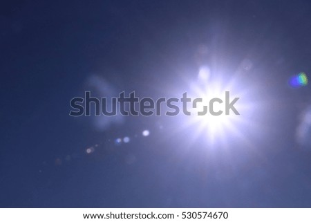Blurry sun flash background, sparkle ray, blurry focus, colorful picture. Sunlight. Bright sunshine day.