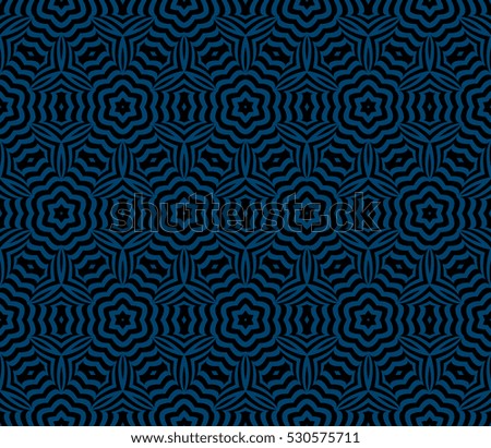 illusion art. seamless floral pattern. vector illustration. black, blue color