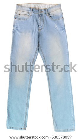 close up light blue jeans on floor background