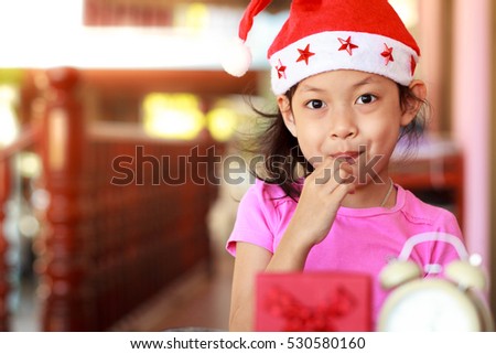 Little child have happy in christmas day and happy new year.