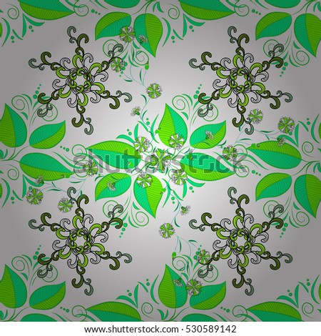 Mandalas background. Green leaves. White background. Vector illustration.