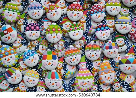 Snowflakes background , Christmas snow cookies , Little Gingerbread for kids party , 