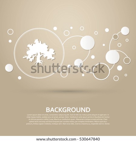 Decorative green simple tree icon on a brown background with elegant style and modern design infographic. Vector illustration
