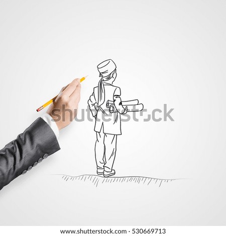 Hand drawing with pencil doctor on white background