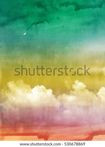Color romantic sky background. Watercolor