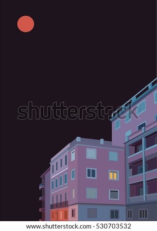 purple house on a dark background