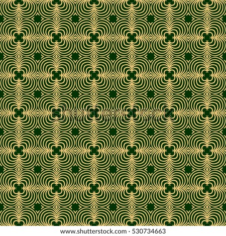 decorative floral seamless pattern background. Luxury texture for wallpaper, invitation. Vector illustration. gold on green.