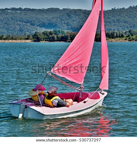 Sailing with the disabled  persons, at the Gosford Sailing Club, New South Wales, Australia.
