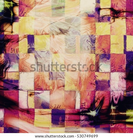Geometric mottled vintage background with grunge texture and different color patterns: yellow (beige); red (orange); purple (violet); black; pink; white