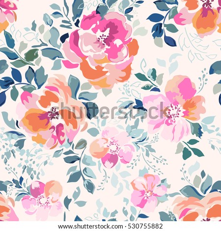 soft pink watercolor flower print ~ seamless background