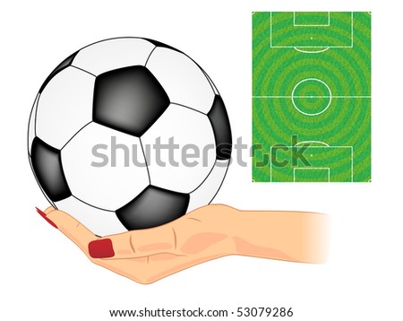 Hand holding soccer ball - vector