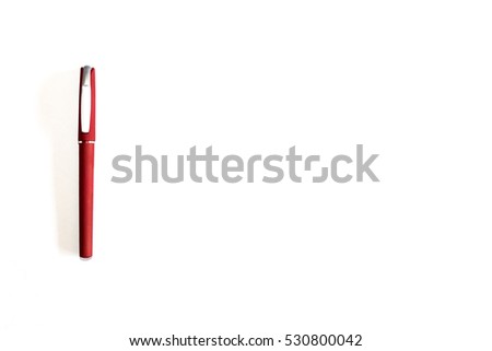 Red pen Isolated on white, template ready for your design