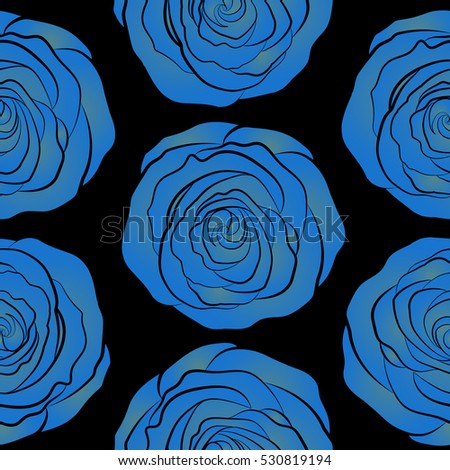 Seamless background in blue roses. Seamless background with colored spots.