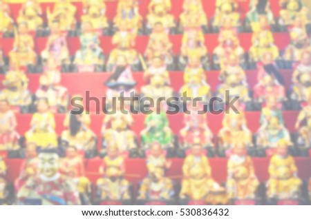 Blurred  background abstract and can be illustration to article of Chinese god statue