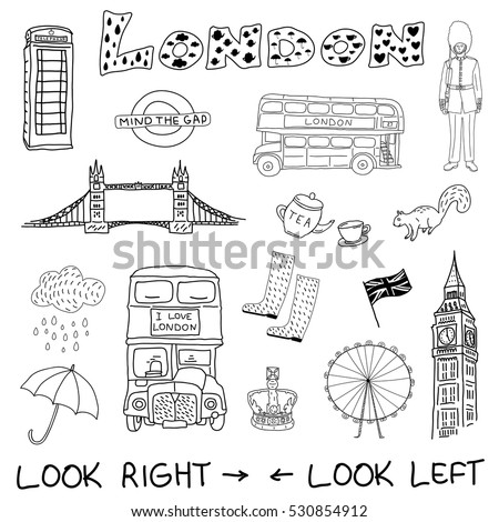 Hand drawn doodle United Kingdom set… Stock Photo 421936399 - Avopix.com