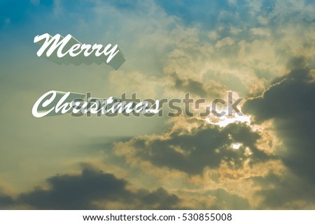 Marry Christmas. Magic Christmas Cloud. Shining Sun. Blue&yellow sky abstract. 3D illustration. Fairy Dust. Winter holiday nice background.