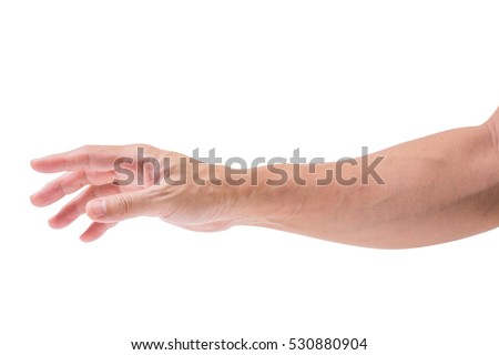 Man hand isolated on white background, clipping path Royalty-Free Stock Photo #530880904